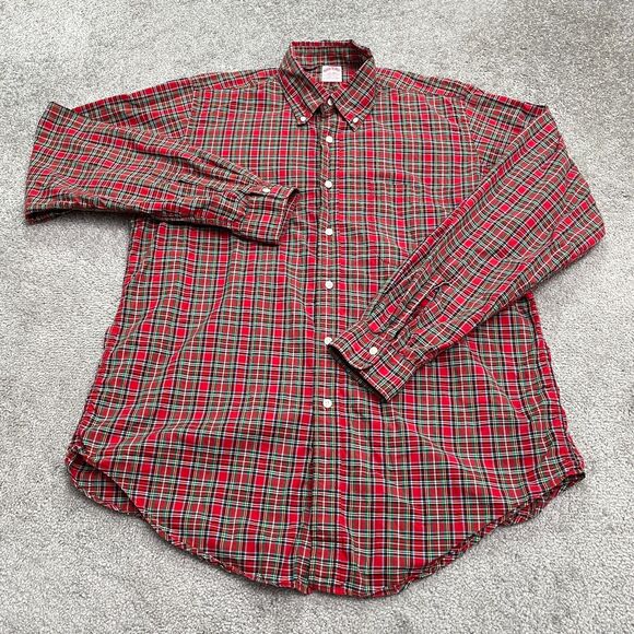Brooks Brothers Button Down Shirt Mens 16 XL Multicolor Plaid Cotton Outdoor - Picture 1 of 9